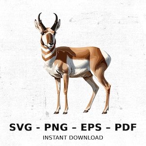 Antelope Western Pronghorn Wildlife SVG PNG Clipart | Sublimation Transparent Watercolor Cartoon Instant Download Elk River Prints Custom
