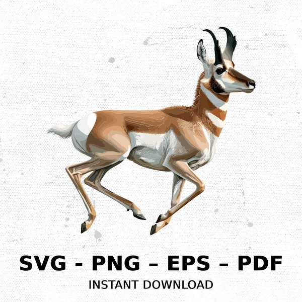 Antelope Western Pronghorn Wildlife SVG PNG Clipart | Sublimation Transparent Watercolor Cartoon Instant Download Elk River Prints Custom