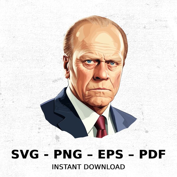 President Gerald Ford SVG PNG Clipart | Sublimation Transparent Watercolor Cartoon Instant Download Elk River Prints Custom