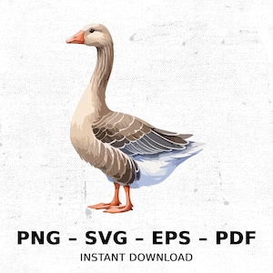 Bird Farm Goose Geese SVG PNG Clipart | Sublimation Transparent Watercolor Cartoon Instant Download Elk River Prints Custom