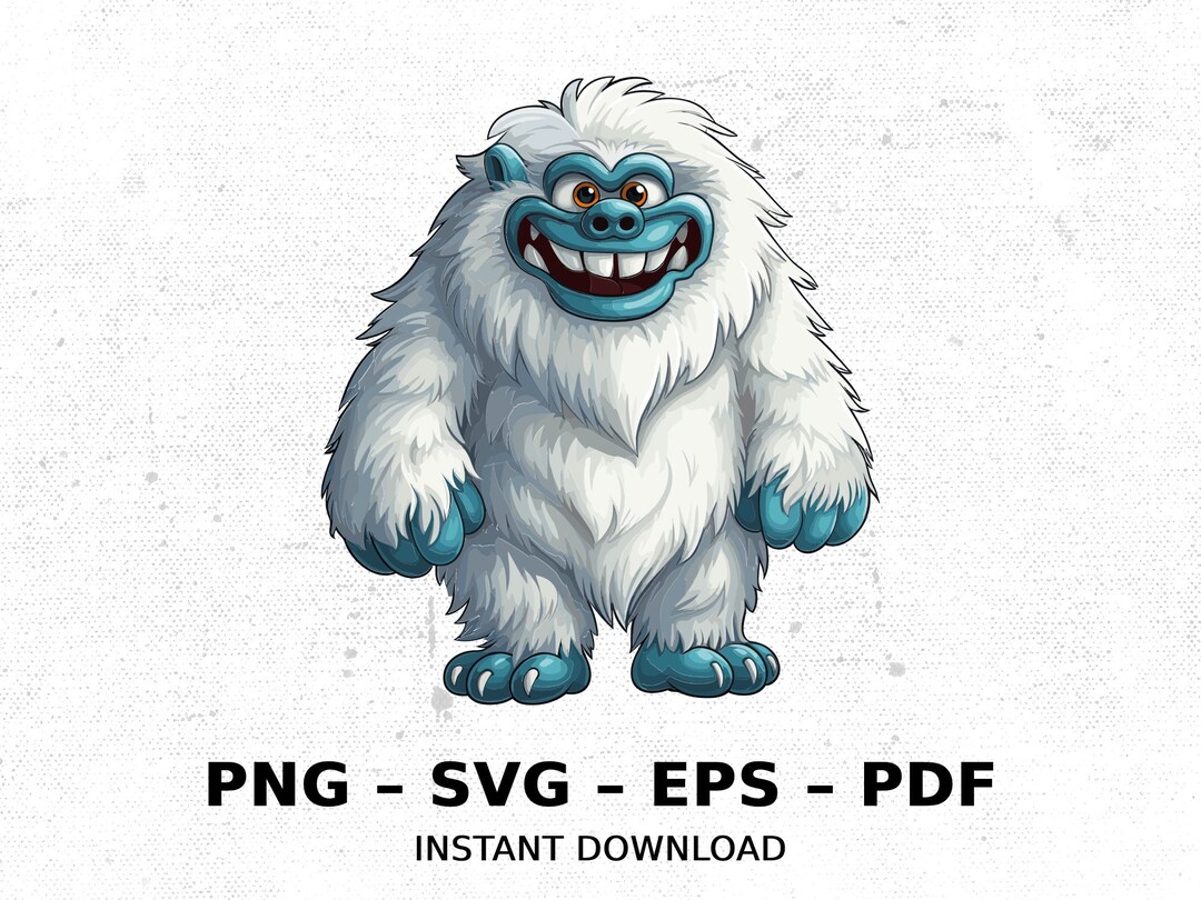 Abominable Snowman Cryptid SVG Clipart PNG Sublimation Instant Digital