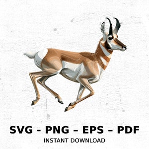 Antelope Western Pronghorn Wildlife SVG PNG Clipart | Sublimation Transparent Watercolor Cartoon Instant Download Elk River Prints Custom