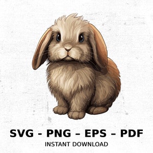 Rabbit Bunny American Fuzzy Lop Eared SVG PNG Clipart | Sublimation Transparent Watercolor Cartoon Instant Download Elk River Prints Custom