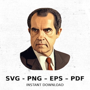 President Richard Nixon SVG PNG Clipart | Sublimation Transparent Watercolor Cartoon Instant Download Elk River Prints Custom