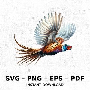 Bird Pheasant Wildlife Flight Hunting SVG PNG Clipart | Sublimation Transparent Watercolor Cartoon Instant Download Elk River Prints Custom
