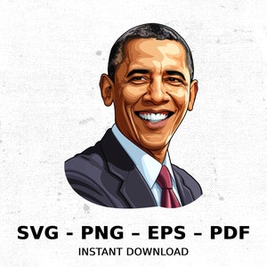 President Barack Obama SVG PNG Clipart | Sublimation Transparent Watercolor Cartoon Instant Download Elk River Prints Custom