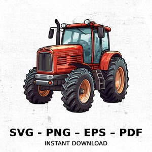 Tractor Farm Red Classic without Ground SVG PNG Clipart | Sublimation Transparent Watercolor Cartoon Instant Download Elk River Prints