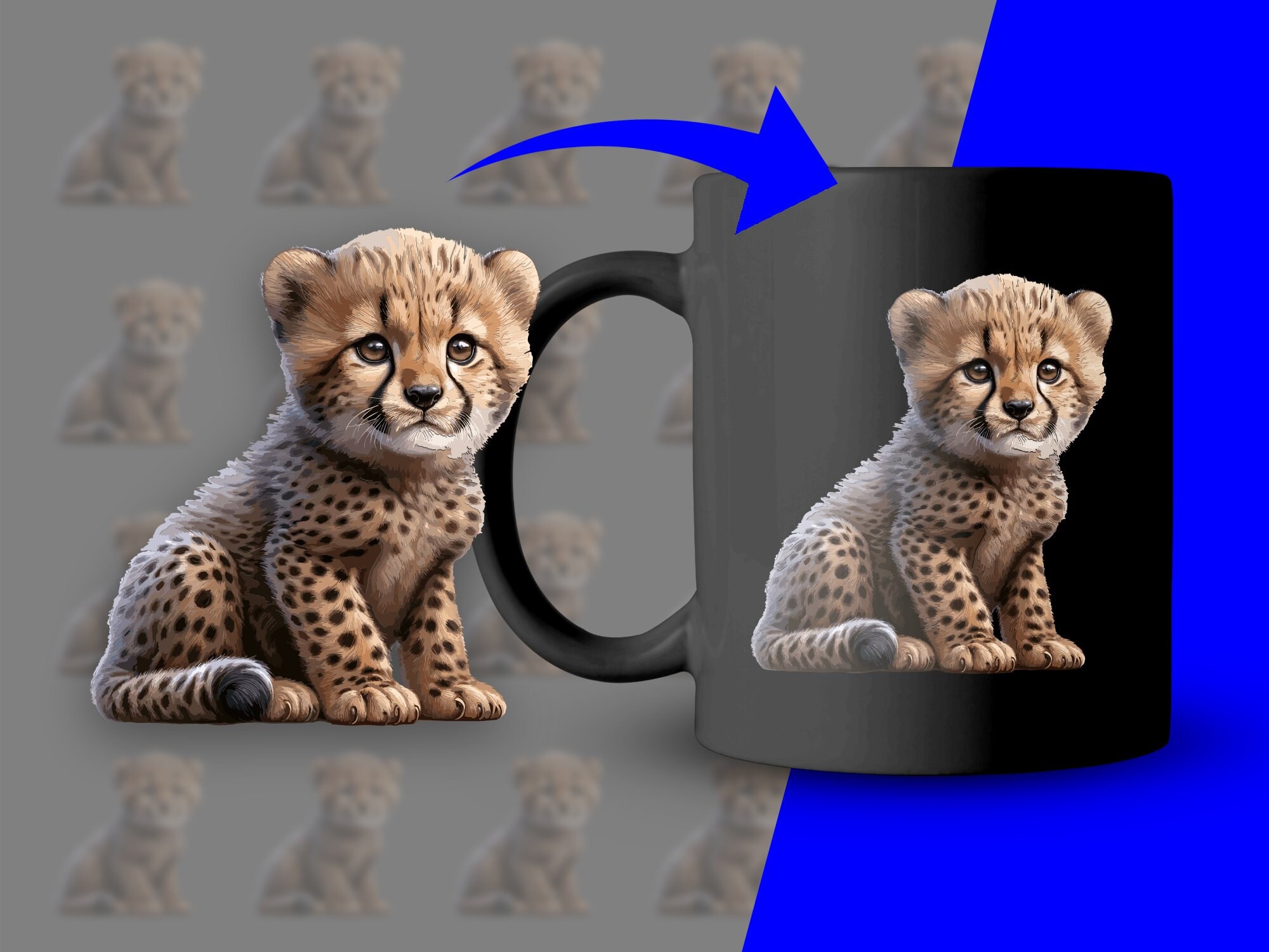 Cheetah Baby Cub Sublimation Design 4 Digital Types PNG Cartoon Clipart