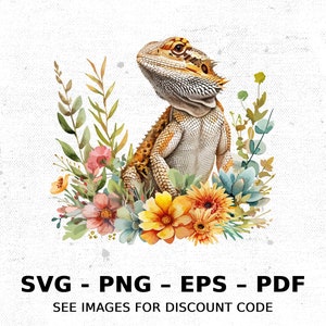 Reptile Lizard Bearded Dragon Fire Orange SVG PNG | Printable Transparent Sublimation Watercolor Clipart Cartoon Download Elk River Custom