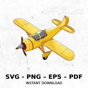 Plane Airplane Yellow Prop SVG PNG Clipart | Sublimation Transparent Watercolor Cartoon Instant Download Elk River Prints Custom