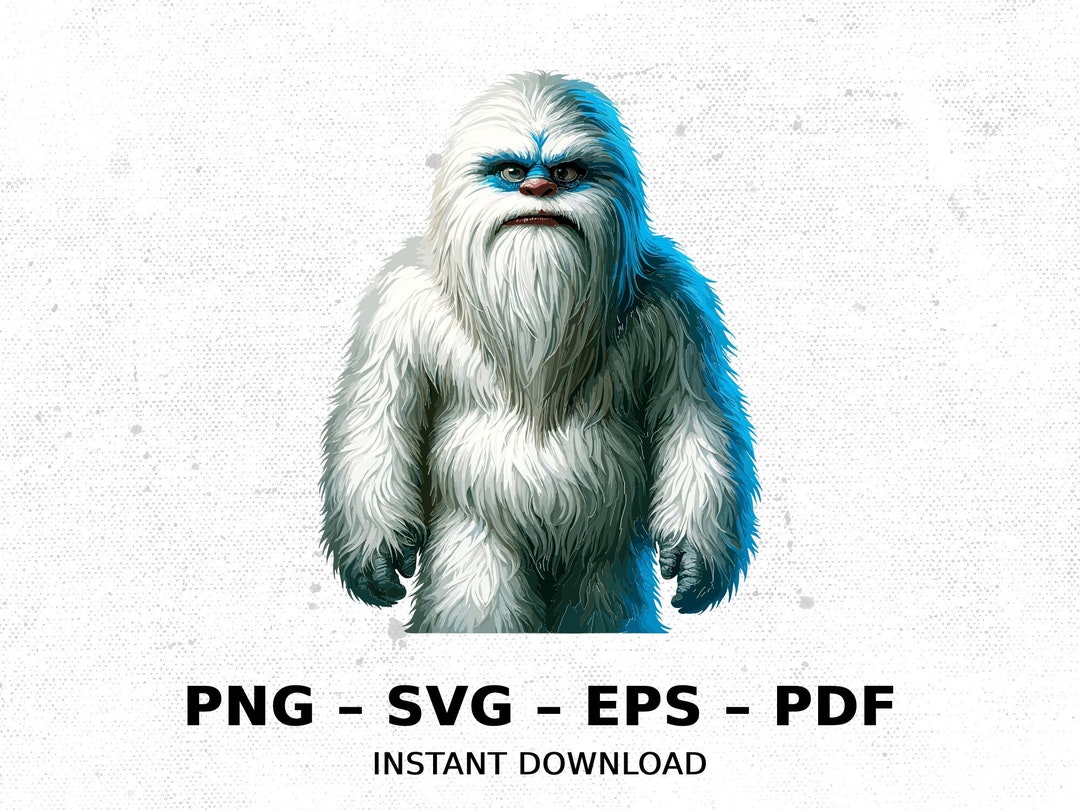 Abominable Snowman Cryptid SVG Clipart PNG Sublimation Instant Digital
