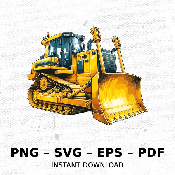 Tractor Construction Bulldozer Site SVG PNG Clipart | Sublimation Transparent Watercolor Cartoon Instant Download Elk River Prints Custom