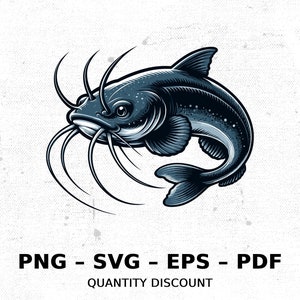 Ryba Sum Bullhead Kanał Niebieski Dzikie Zwierzęta SVG PNG Clipart | Sublimacja Przezroczysta Akwarela Kreskówka Natychmiastowe Pobieranie Elk River Prints
