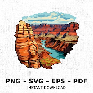 National Park Grand Canyon SVG PNG Clipart | Sublimation Transparent Watercolor Cartoon Instant Download Elk River Prints Custom