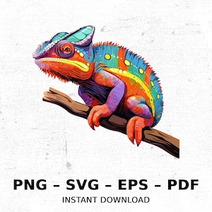 Reptile Lizard Chameleon SVG PNG Clipart | Sublimation Transparent Watercolor Cartoon Instant Download Elk River Prints Custom