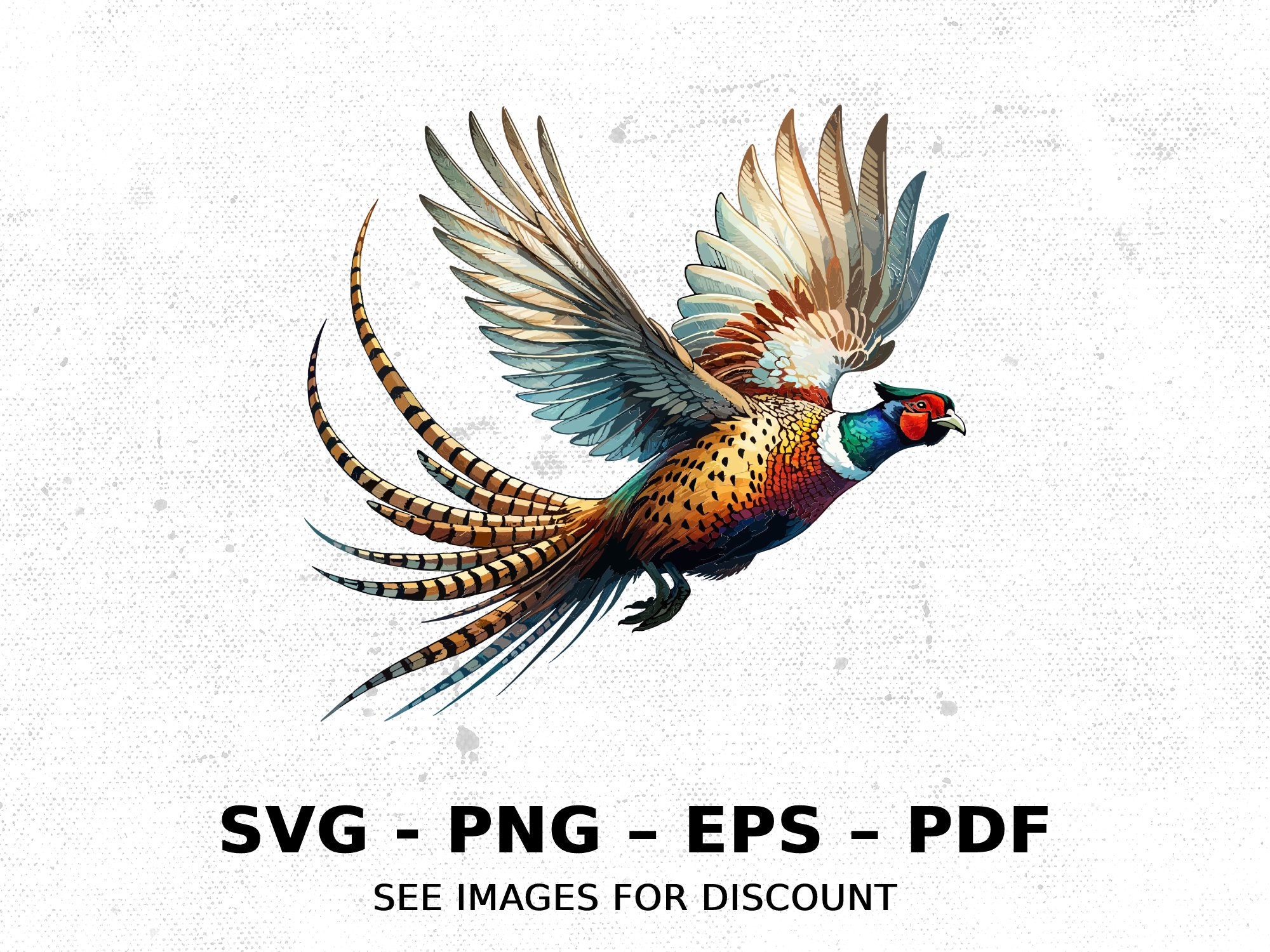 Bird Pheasant Game Hunting Colorful SVG PNG Clipart | Sublimation Transparent Watercolor Cartoon Instant Download Elk River Prints Custom