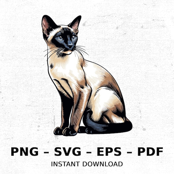 Cat Kitten Siamese SVG PNG Clipart | Sublimation Transparent Watercolor Cartoon Instant Download Elk River Prints Custom