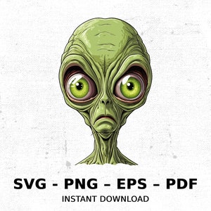 Cryptid Alien Green UFO Space SVG PNG Clipart | Sublimation Transparent Watercolor Cartoon Instant Download Elk River Prints Custom