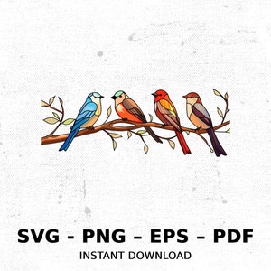 Bird Stained Glass Wildlife SVG PNG Clipart | Sublimation Transparent Watercolor Cartoon Instant Download Elk River Prints Custom
