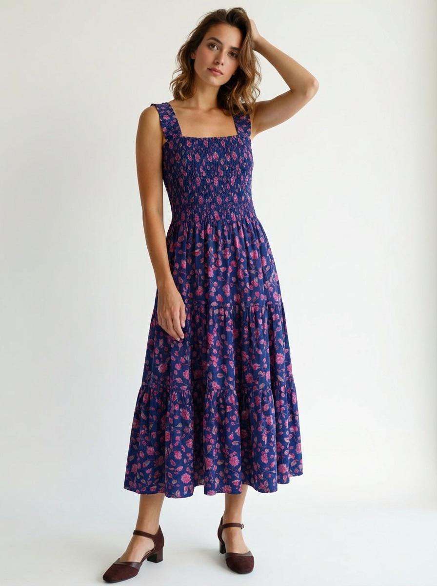 Cotton Floral Midi Dress