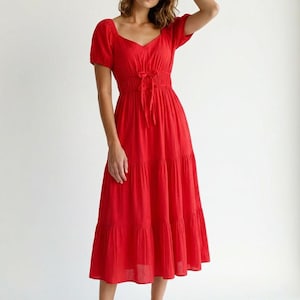 high waist smock a line dress Cute Smock Maxi, Midi &b Mini Dresses