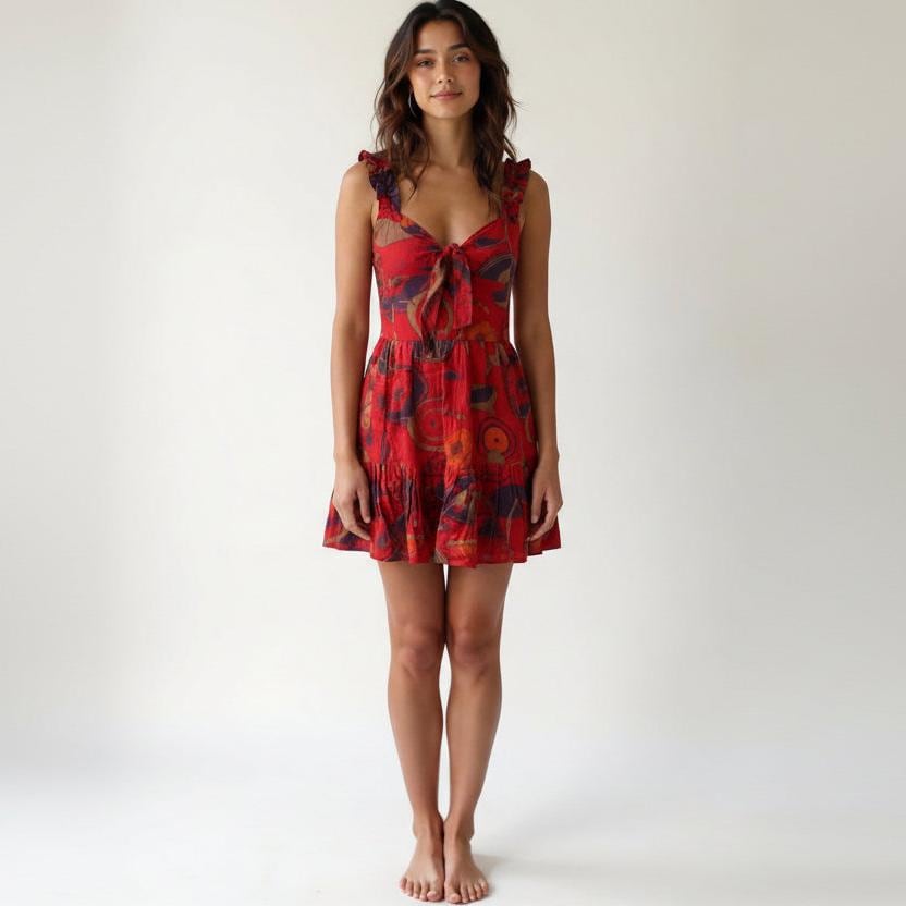 open lace back dress Ajuste Bodycon Dress in Plaid Red main image 1