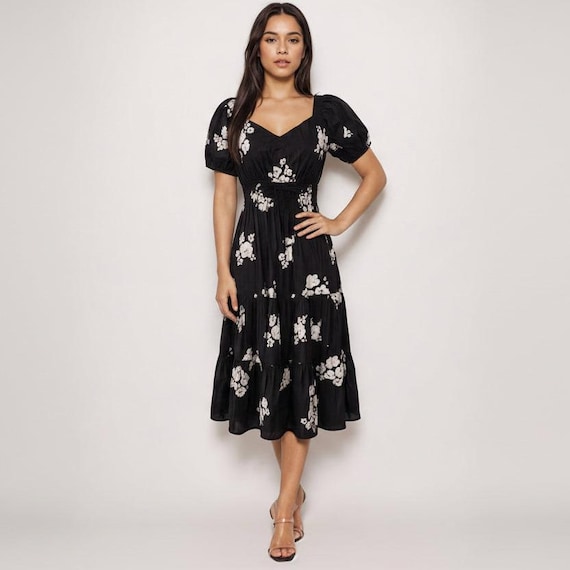 casual cotton a line dress Midi Women, Square Neck Dress, Button Down Dress, Sleeveless Dress, Minimalist Dress, Summer Dress Everyday wear (errands weektag KissProm Simple Black Velvet Size:12