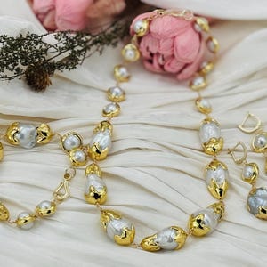 Natural Baroque Pearl Necklace, Handmade Vintage Statement Pearl Necklace, Dainty Necklace, Bridal Jewelry, Classic Jewelry, Birthday gift