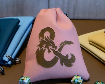 Leather DnD Dice Bag, Engraved DnD Dice Box, Dice Pouch and Storage, RPG Dice Pouch, Personalized Dice Bag Convertible to Dice Tray