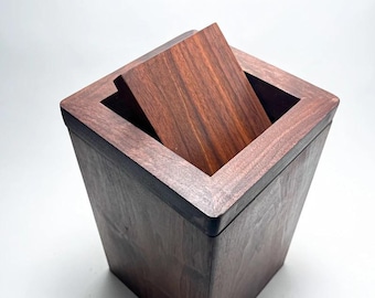 Walnut Flippity-Top Wood Trash Can Bin