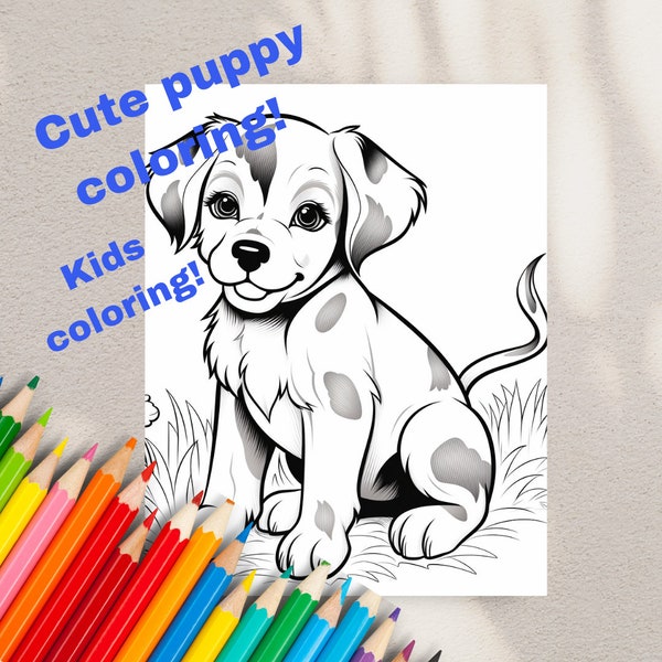 Art For Kids Hub Childrens Desk Kids Book Shelf Kids Fun Coloring Cute puppy coloring Fun For Kids Printable Art Digital Download Colroing