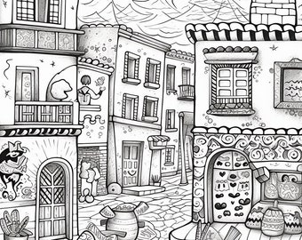 Children&#39;s Coloring, Printable, Digital Art, Downloadable, Fun, Creative, Digital File, Print, Street, Art, Coloring,