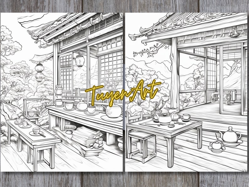 Japan Coffee Shop Coloring Book Japanese Cafe Coloring Pages - Etsy