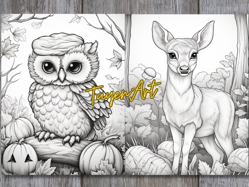 Autumn Animals Coloring Book, Fall Animals Coloring Pages, Autumn Charm ...