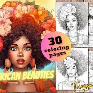 African Queens, African Beauties - Coloring Book, Instant Download, Printable PDF File, Coloring Pages for Adults and Children