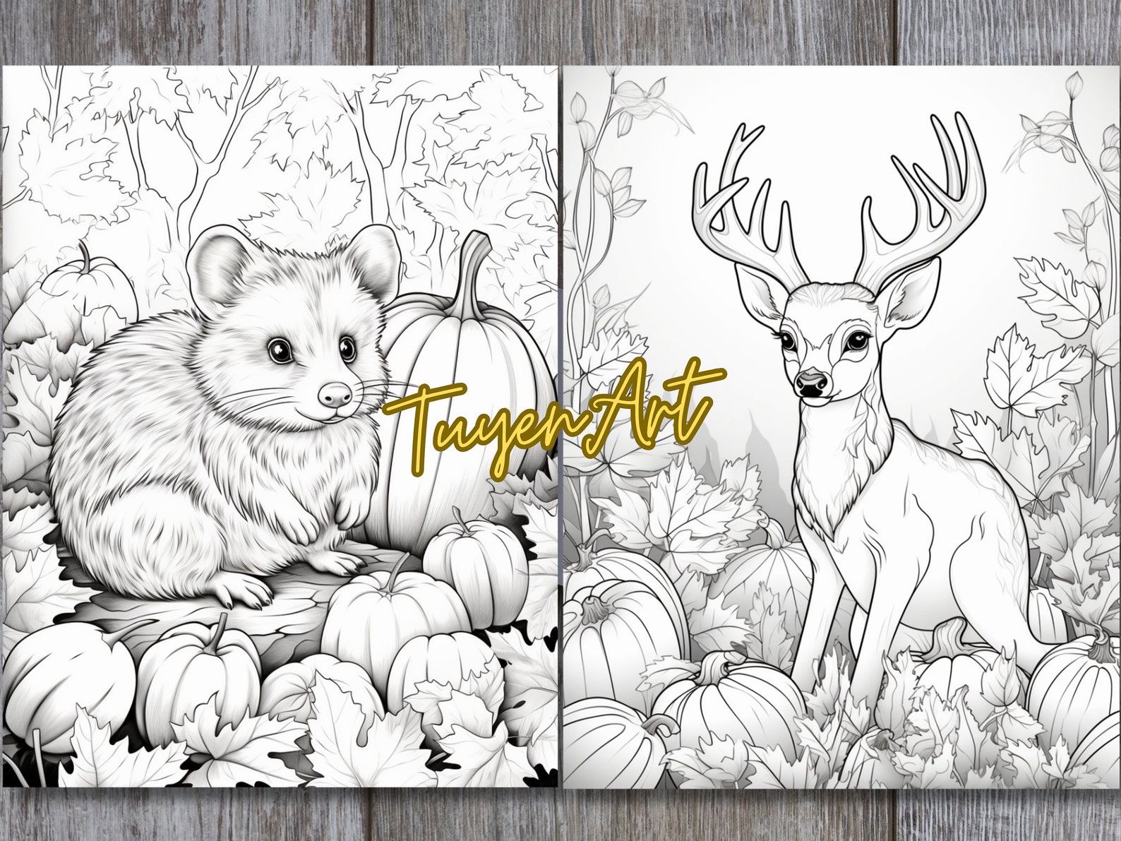 Autumn Animals Coloring Book, Fall Animals Coloring Pages, Autumn Charm ...
