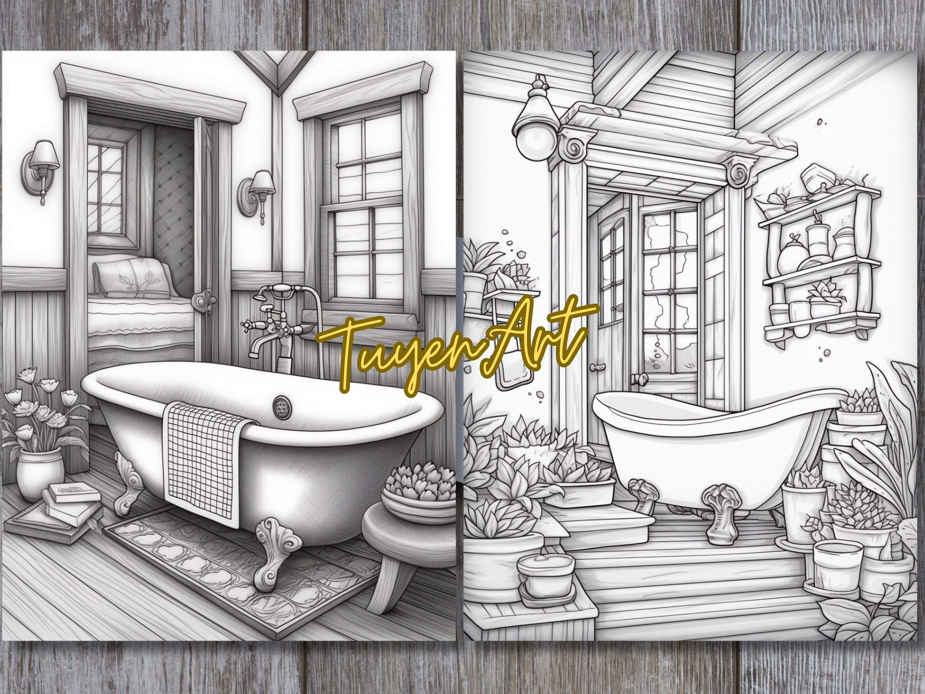 Bathroom Coloring Page, Cute and Cozy Home Interior Design Boho and ...