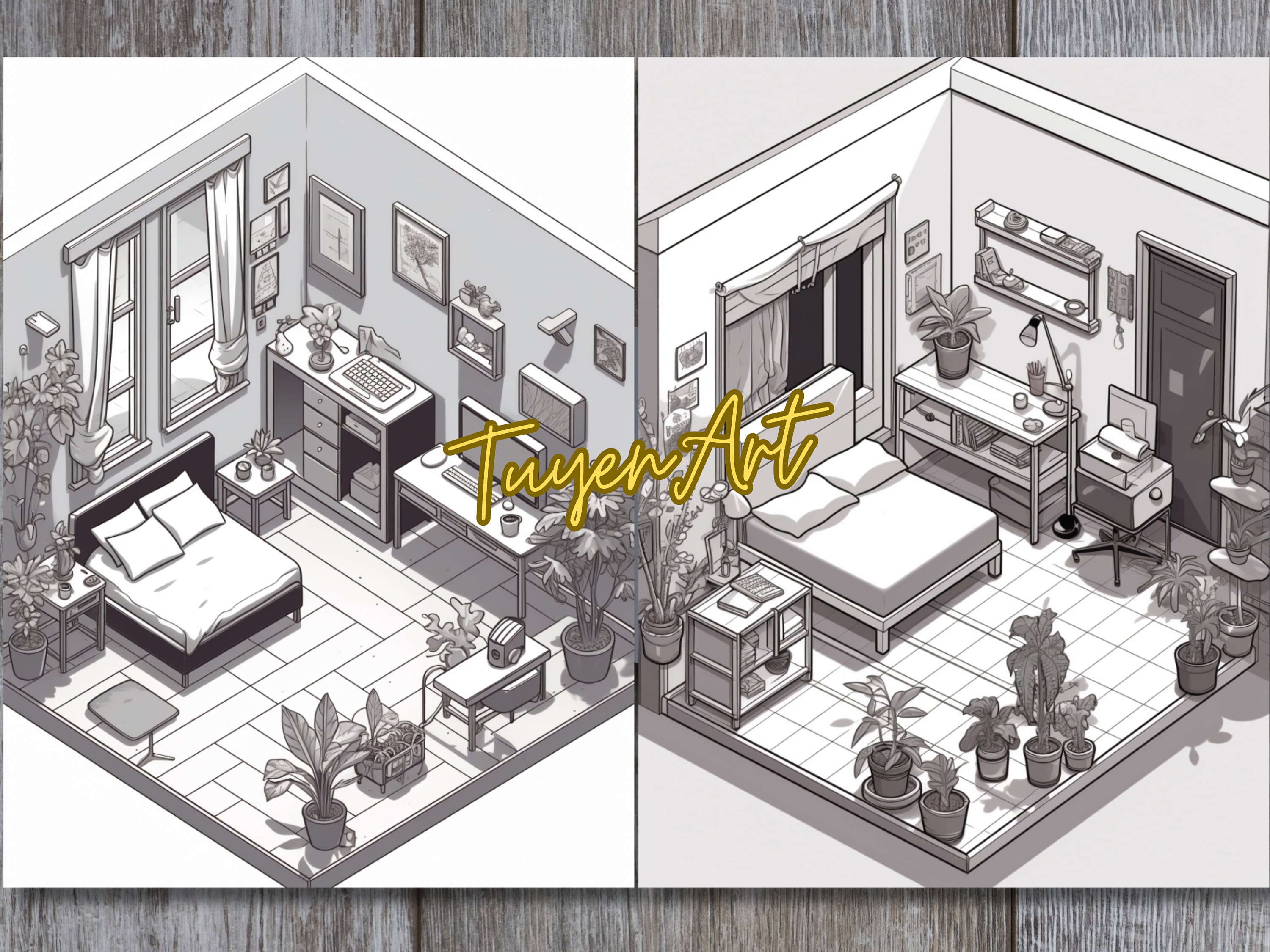 Pocket Room Coloring Pages, Cute Coloring Book for Relaxing, Instant ...