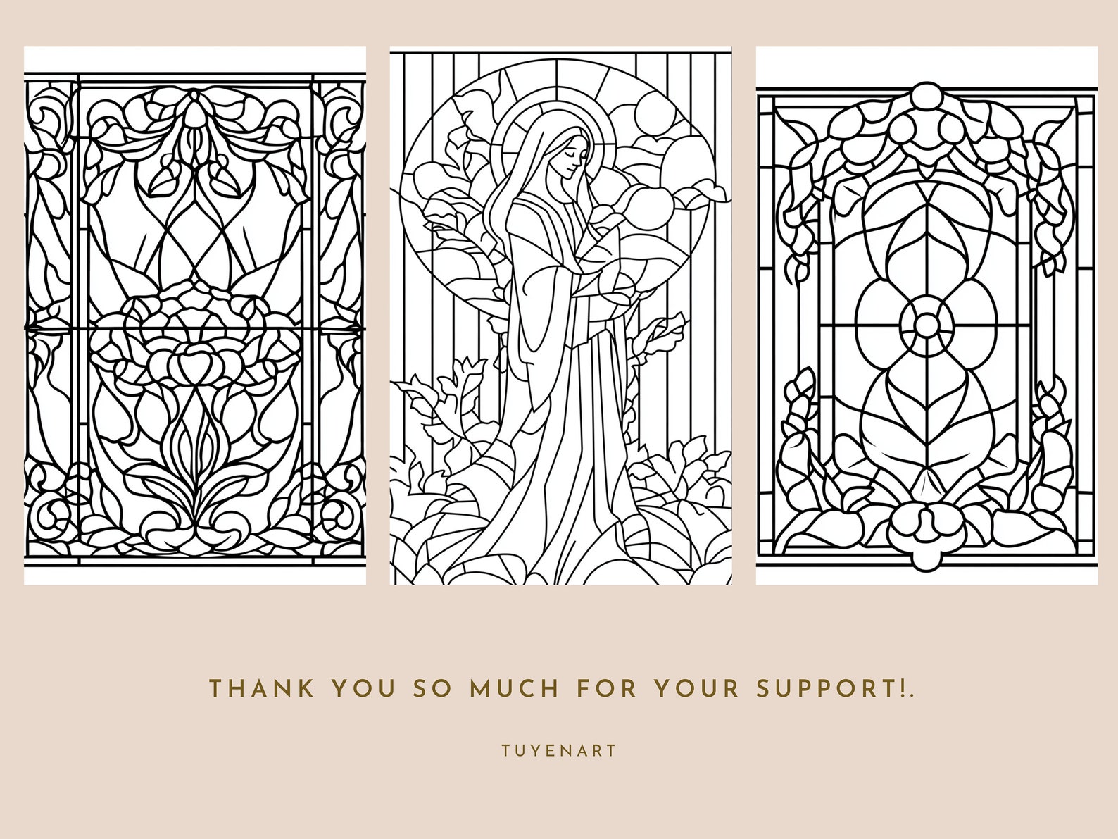 Stained Glass Coloring Book, Glass Style Coloring Pages Compilation ...