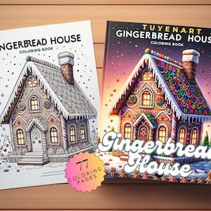 Gingerbread House Coloring Book, Christmas Candy, Christmas Themed Coloring Pages, PDF Files, Instant Download
