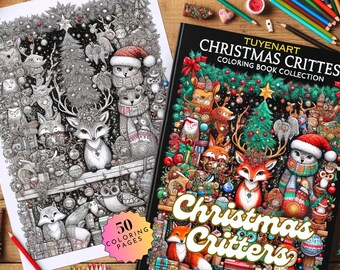 Christmas Critters Coloring Book Collection, Christmas Animals Coloring Pages Bundle, Digital Downloads, Coloring Sheets , Xmas Holiday