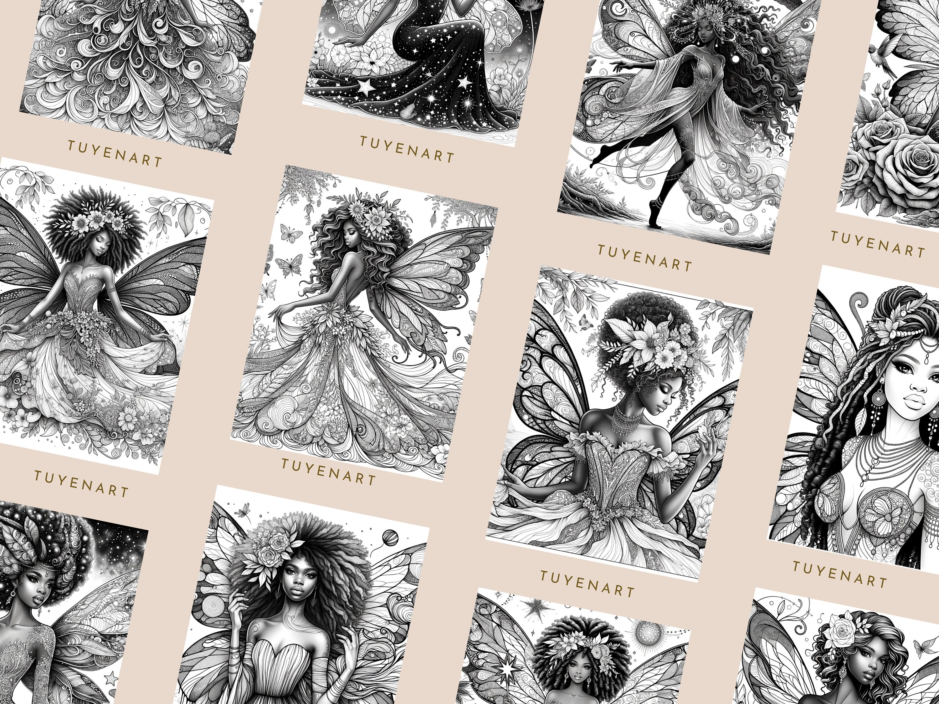 Beautiful Fairy Black Women Coloring Book, African Girls Coloring Pages ...