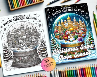 Weihnachten Schneekugel Szenen Malbuch, Weihnachten Malvorlagen, Xmas Noel Urlaub Seiten für Erwachsene und Kinder