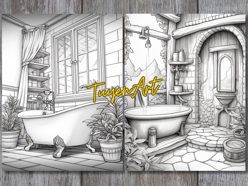 Bathroom Coloring Page, Cute and Cozy Home Interior Design Boho and ...