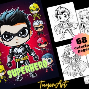 SUPERHERO Coloring Book, Fun Activity Coloring Pages For Kids, Digital Download