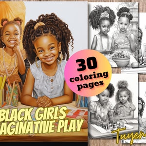 Black Girls Magic Coloring Book, Grayscale Coloring Book for Adults, kids, Afro Women Digital, Black Beauty, Printable PDF
