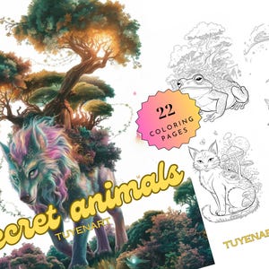 Secret Animals Coloring book, cozy and cute animals coloring pages, Cute & Fuzzy Animals coloring sheet, Instant Download, File PDF, Digital
