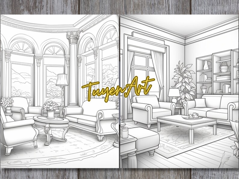 Free Coloring Rendering Living Room Coloring Book, Modern & Minimal Interior Design Rendering ...