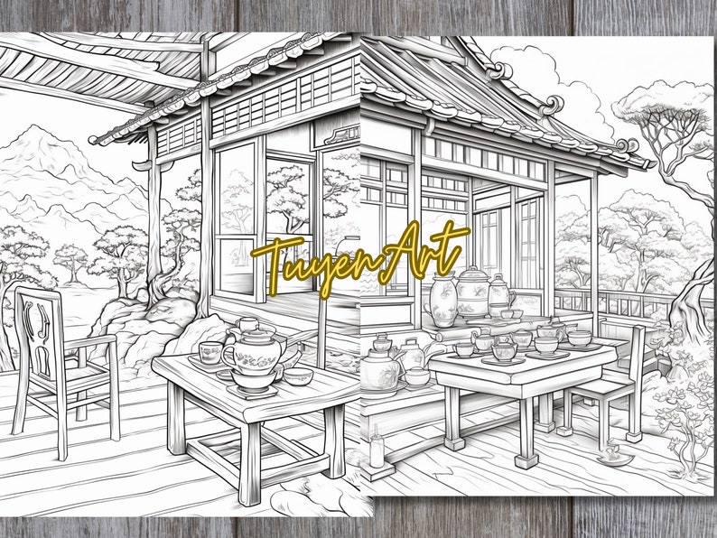 Japan Coffee Shop Coloring Book Japanese Cafe Coloring Pages - Etsy