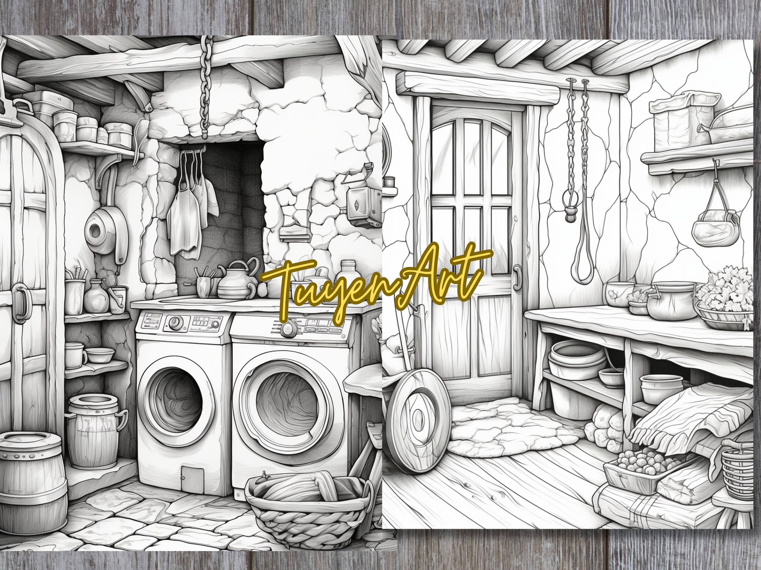 Laundry Room Coloring Book, House Interior Design, Instant Download PDF ...